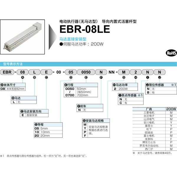 CKD喜開理電動執行器（無馬達型）滑塊型EBR-08LE-00-100600NNN-F2CB