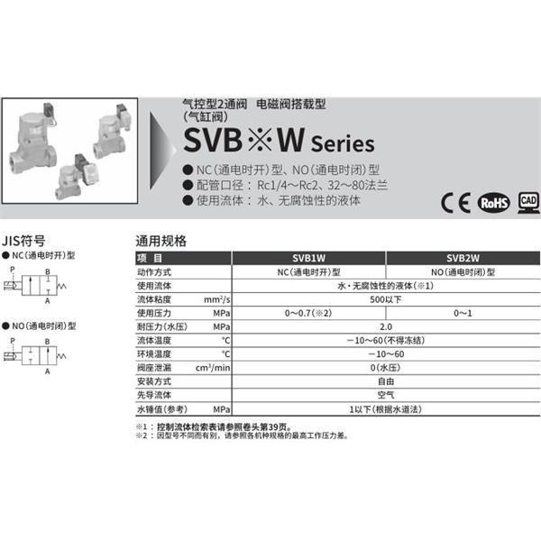 CKD喜開理氣控型2通閥（氣缸閥）SVB2W-8A-02CS-AC100V