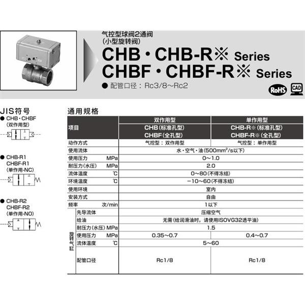 CKD喜開理氣控式球閥2?3通閥CHB-50-N-W
