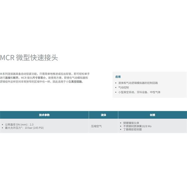 瑞士STAUBLI史陶比爾微型快速接頭MCR 02.3902