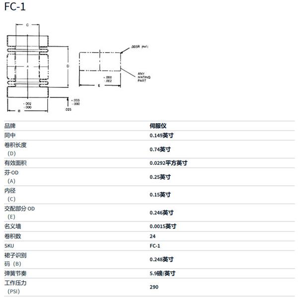 美國MW Components電鍍型伺服波紋管FC-12