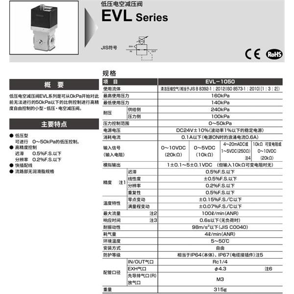 CKD喜開理 低壓電空減壓閥EVL-1050-008-E1L11